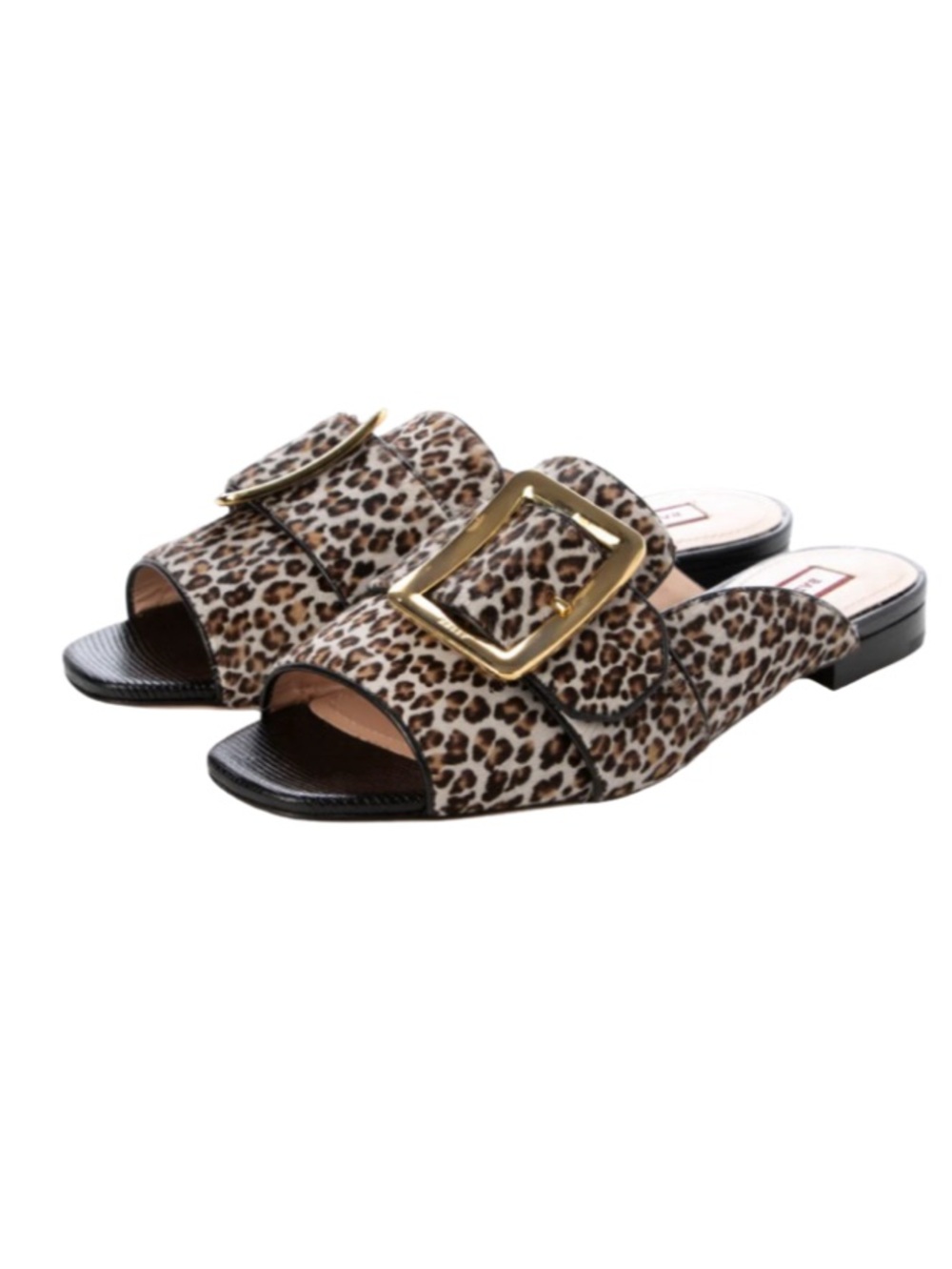 Bally Leopard Print Buckle Mule Sandals in Brown and Gold Size 391/2 - Picture 11 of 14